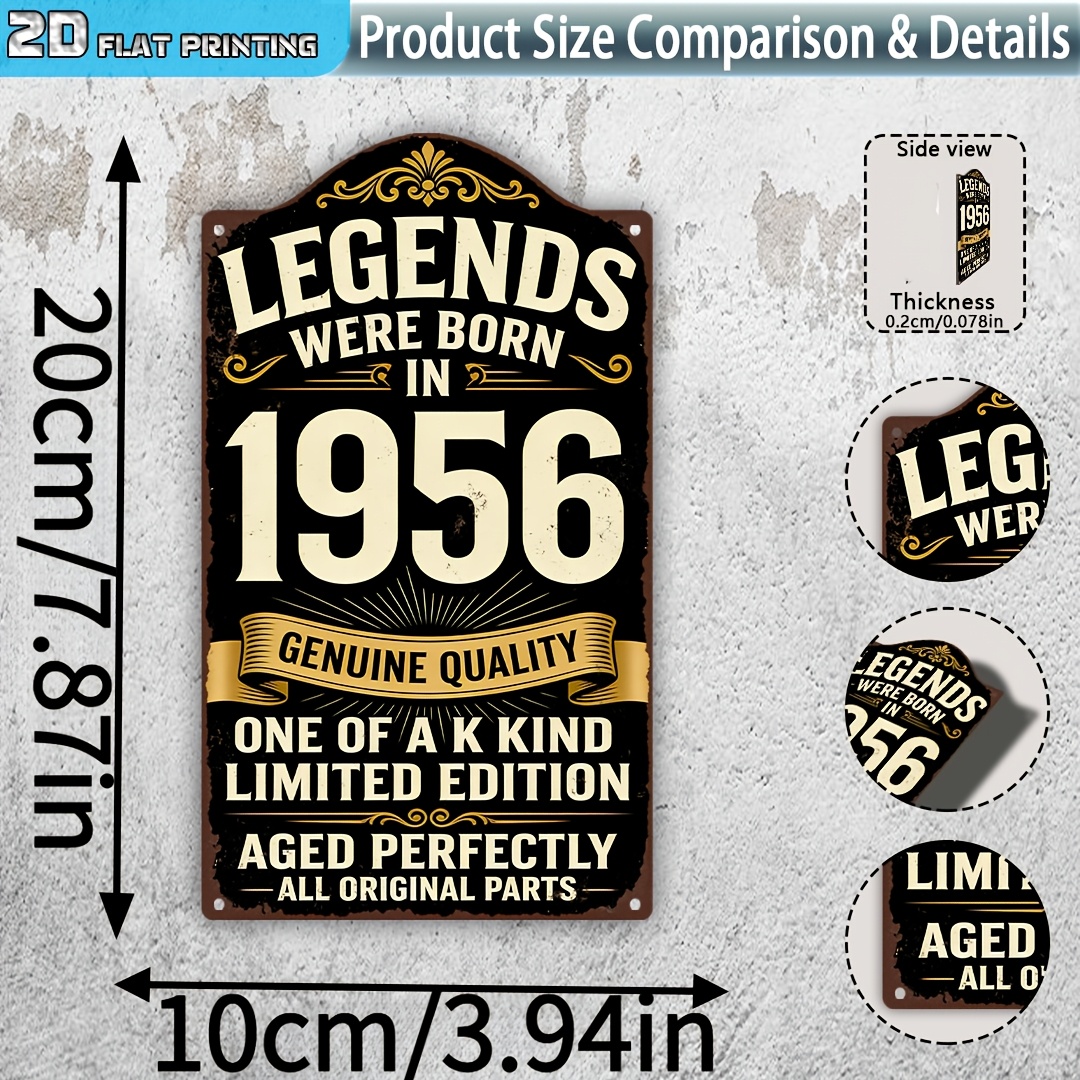 TEMU 2d Flat - 【2d Flat】 2d Flat - [2d Flat] 1pc, 2d Printed, Vintage Wooden Sign, Outdoor Wall Decor (13.8 X 8 Inches), "legend Born In 1956" Sign,