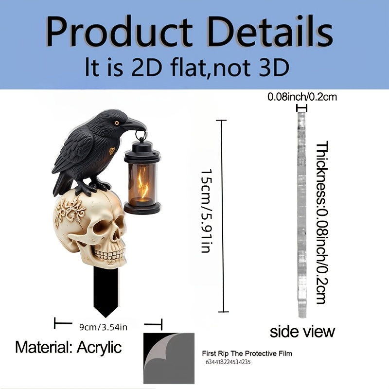 TEMU 2d Flat, [2d Flat] 2d Flat Plane, 1 Gothic Style Riding Skeleton Acrylic Garden Stake - 2d Flat Outdoor Decoration With Pointed Tips, Suitable