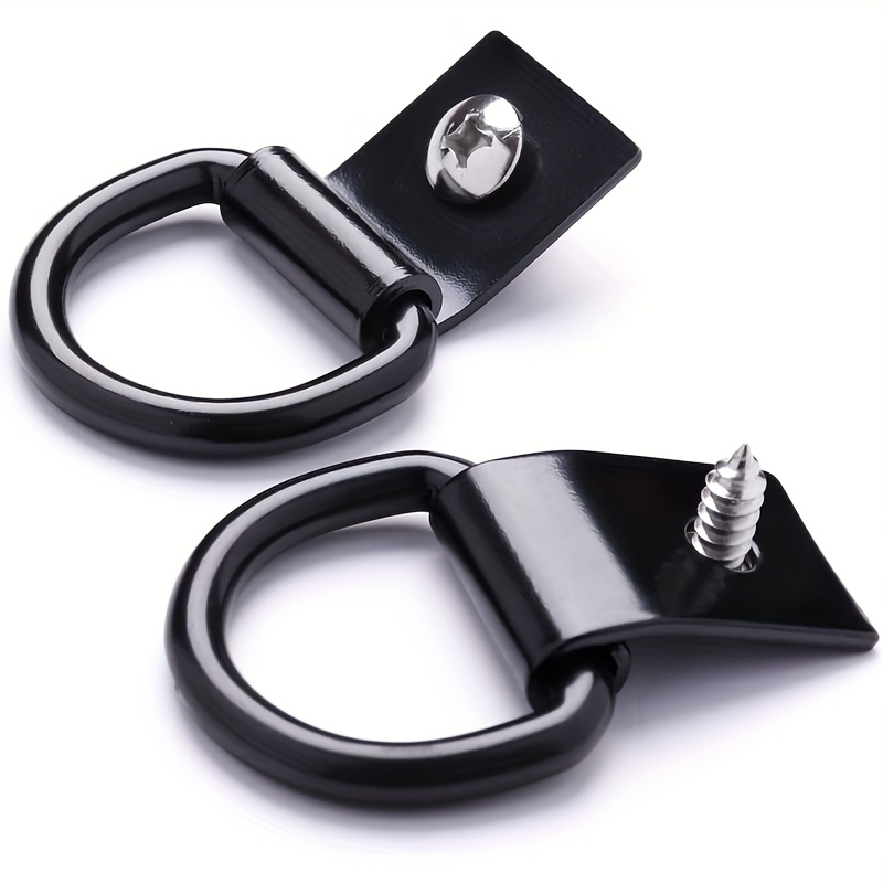 Image of D-ring Anchor For Floor-mounted Trucks, Rvs, Campers, , Atvs, Suvs, Boats, Motorcycles, Cargo Control, And Surface Mounting. Heavy-duty Black D-ring With Screws