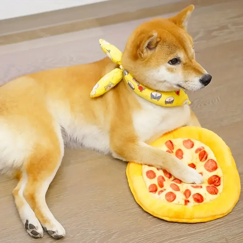 a fun plush pizza toy that for entertaining dogs of all sizes details 4