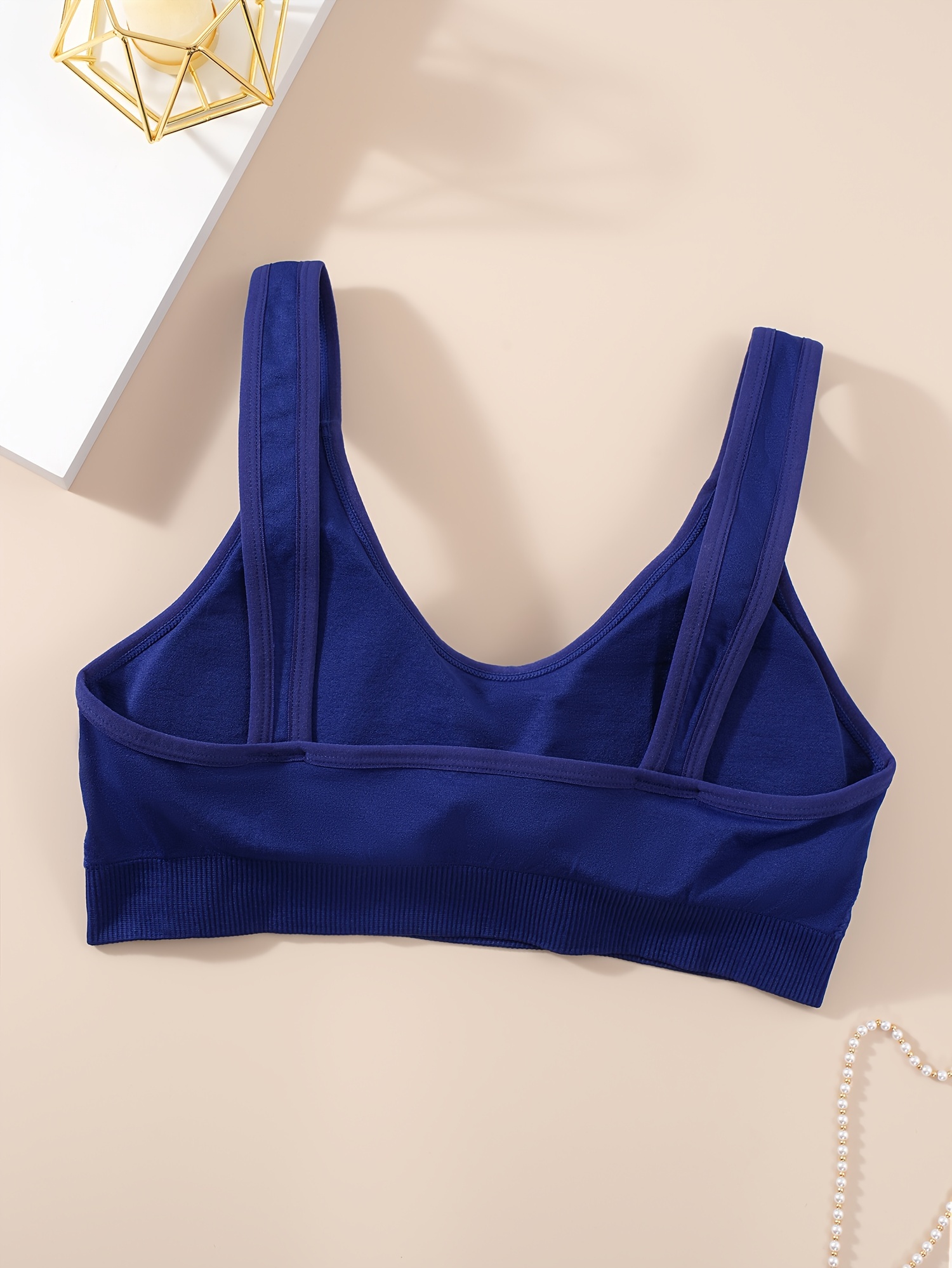 Women's Sports Bra Plus Size Solid Wireless Removable Pad - Temu