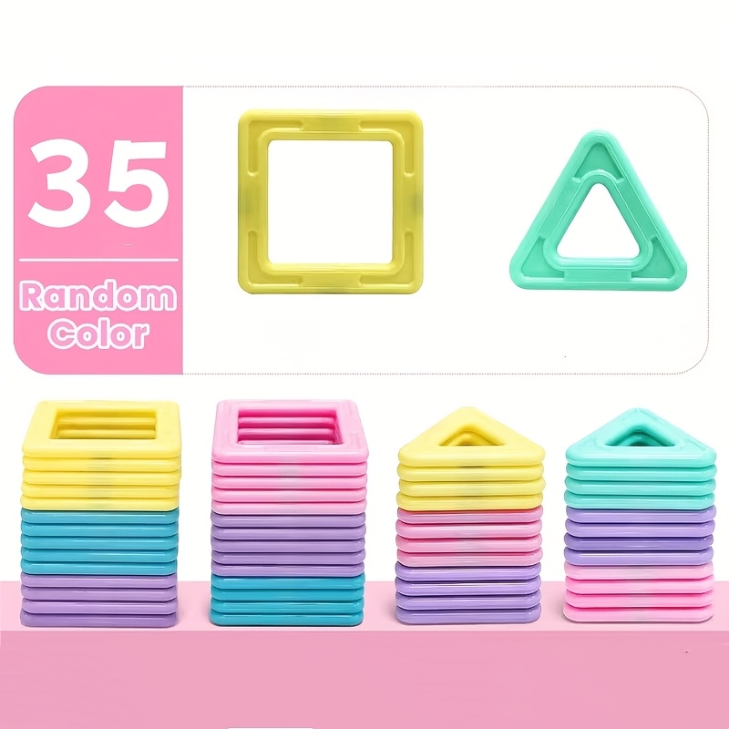 35pcs Colorful Magnetic Toys, Plastic Magnetic Building Blocks, Magnetic Tiles Magnetic Toy, Magnetic Game, Kids Magnetic Block For Kid Birthday Presents Educational Toy Gift .random Color