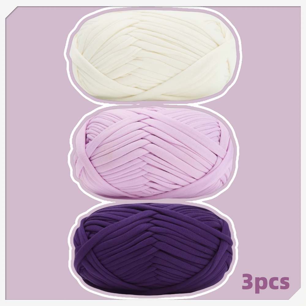 3-pack Macaron-colored Coarse Fabric Yarn, Soft And Elastic, Ideal For Weaving Handbags, Slippers, And Carpets, Suitable For Craft Projects