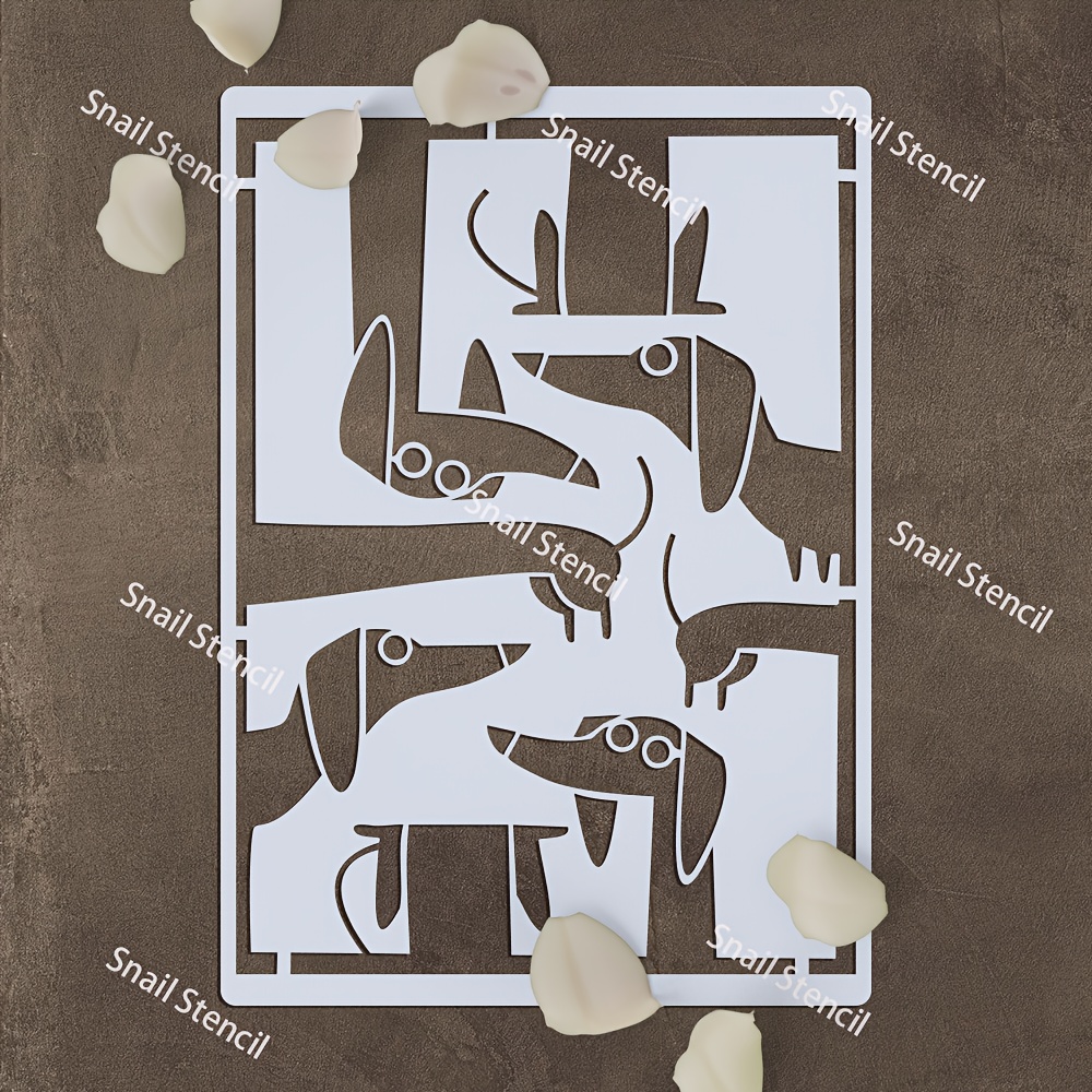 Image of 1pc Abstract Stencil, A4 Size Reusable Painting Template For Fabric, Crafts, Doodling, Tracing, Spray Painting, Canvas, And Paper - Dog Template