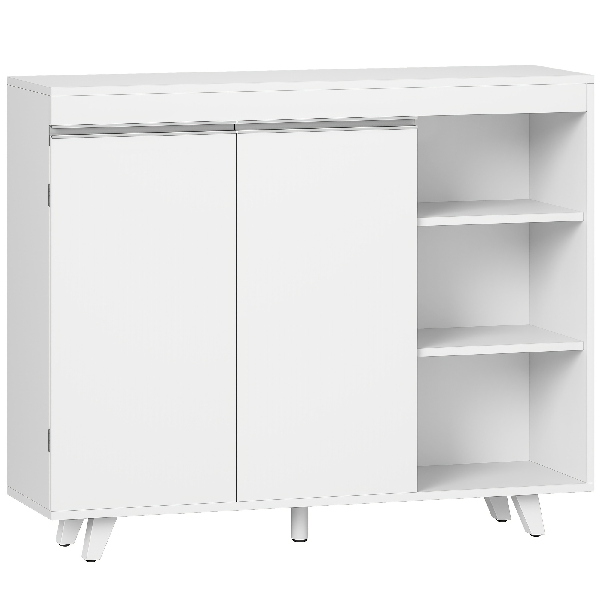 Image of Bathroom Cabinet, Storage Cabinet With 2 Doors, Bathroom Cabinet With 3 Open Shelves, Kitchen Cabinet, Large Capacity, Modern, For Living Room, Bathroom, 30 X 100 X 82cm, White