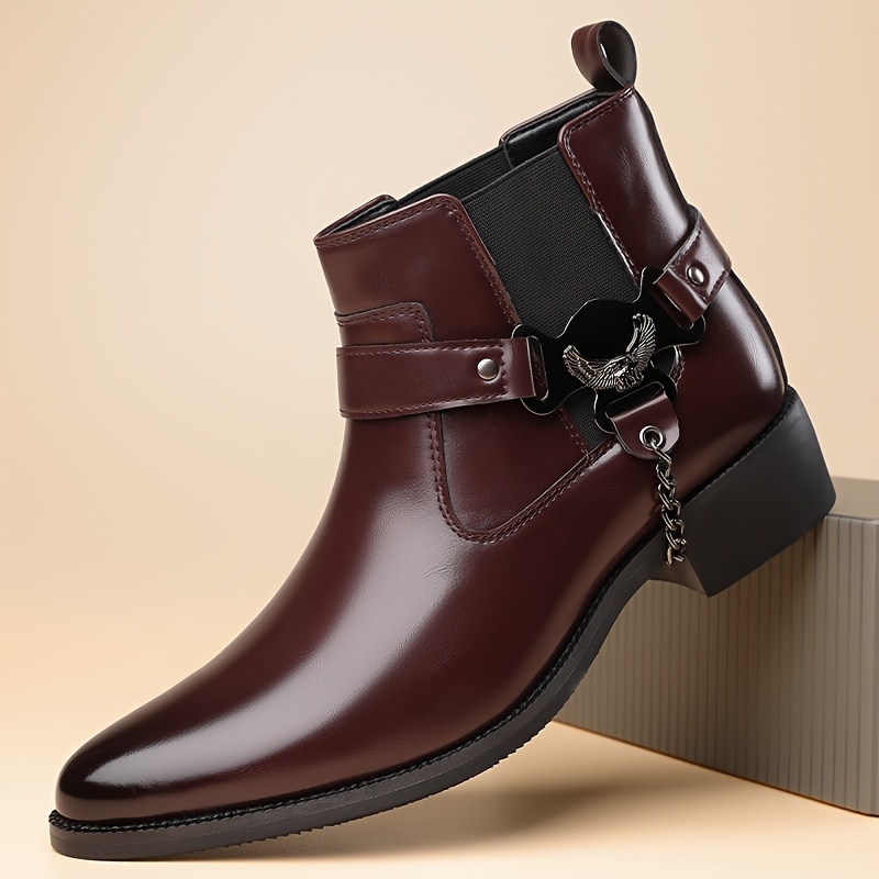 QRLQRL Men'S Slip-On Chelsea Boots - Glossy Black Faux Cover, Round Toe & Rubber Sole, All-Season Casual Shoes for Daily Wear, Comfortable & Durable Design, Versatile Footwear, Sleek Style, Sturdy Construction, Fashionconscious Men, Urban Style, Modern Footwear, Highquality Finish, Urban Lifestyle