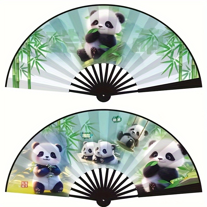 

1pc 10-inch Bamboo Printed Folding Fan - Vibrant Chinese Style Silk Cloth & Plastic, Ideal For Travel Souvenir & Home Decoration