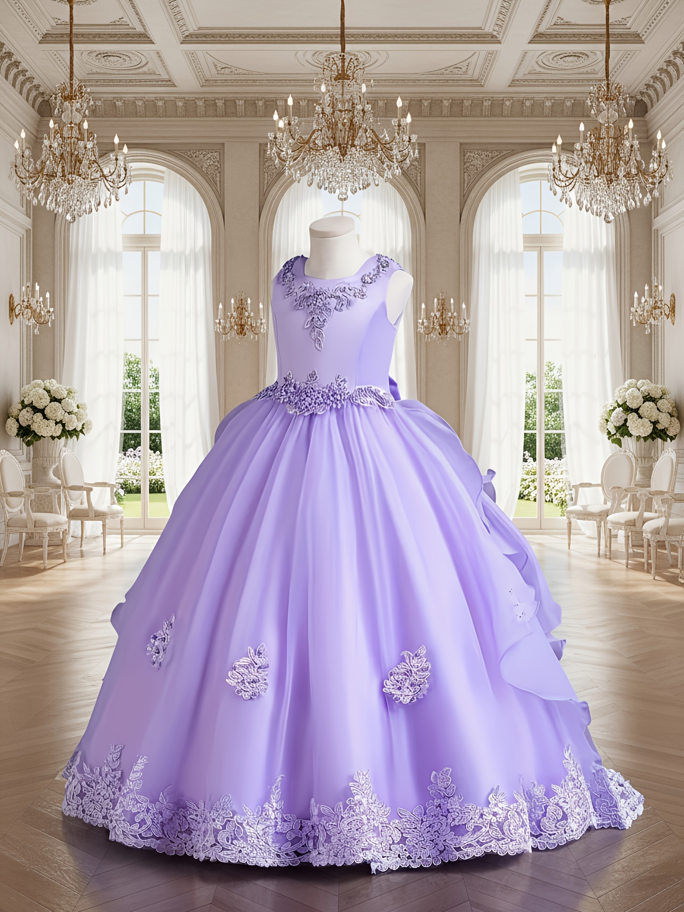 strapless open back dress JVN JVN4327 Prom Dress - Purple/Gold main image 1