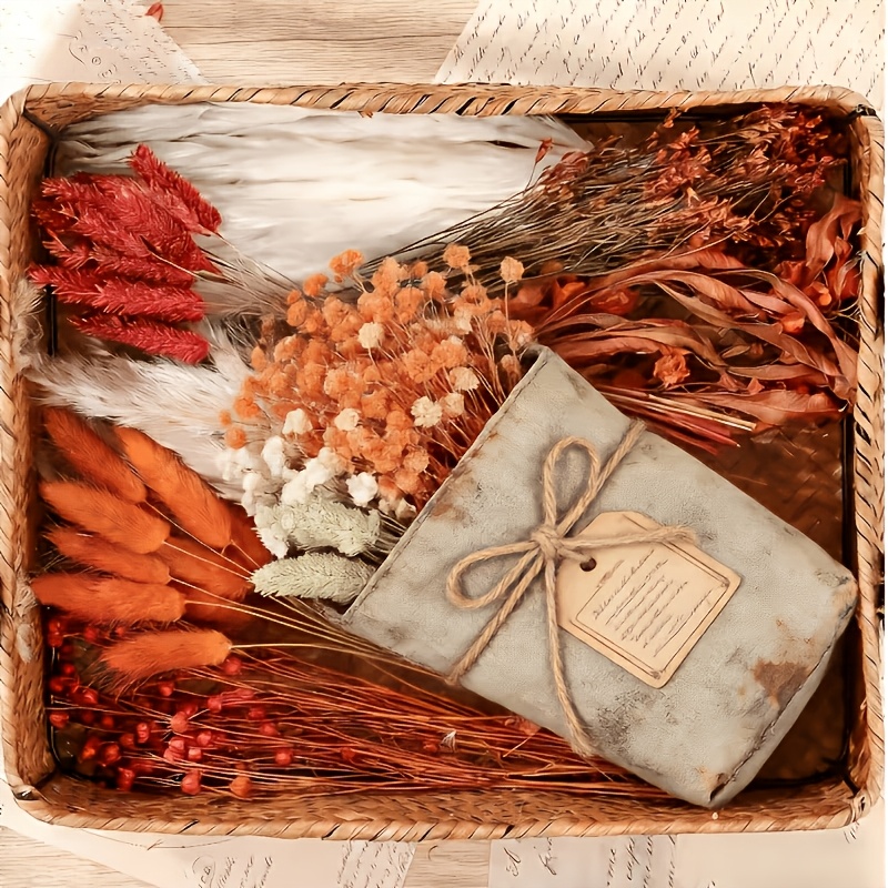 Image of 84pcs Dried Flowers Bundle, Terracotta Dried Grass Mix, Pampas Grass, Rabbit Tail Grass, Baby's Breath, Jewel Grass, Diy Dried Flower Arrangement For Home Vase Decor, Wedding Party Table Decoration