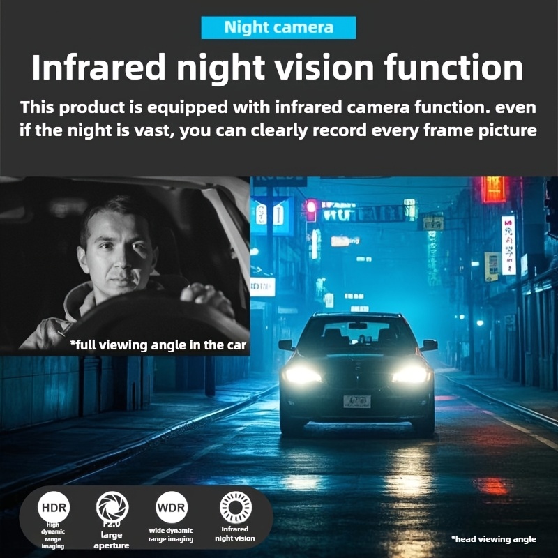 Caméra Embarquée Compacte avec Double/Caméra Unique, Enregistrement Avant 1080P, Fonction de Vision Nocturne, Détection de Mouvement et Enregistrement en Boucle. Disponible avec Options de Carte Mémoire de 32 Go et 64 Go, Dotée d'un Boîtier en Plastique Durable pour une Utilisation Facile, G-Sensor