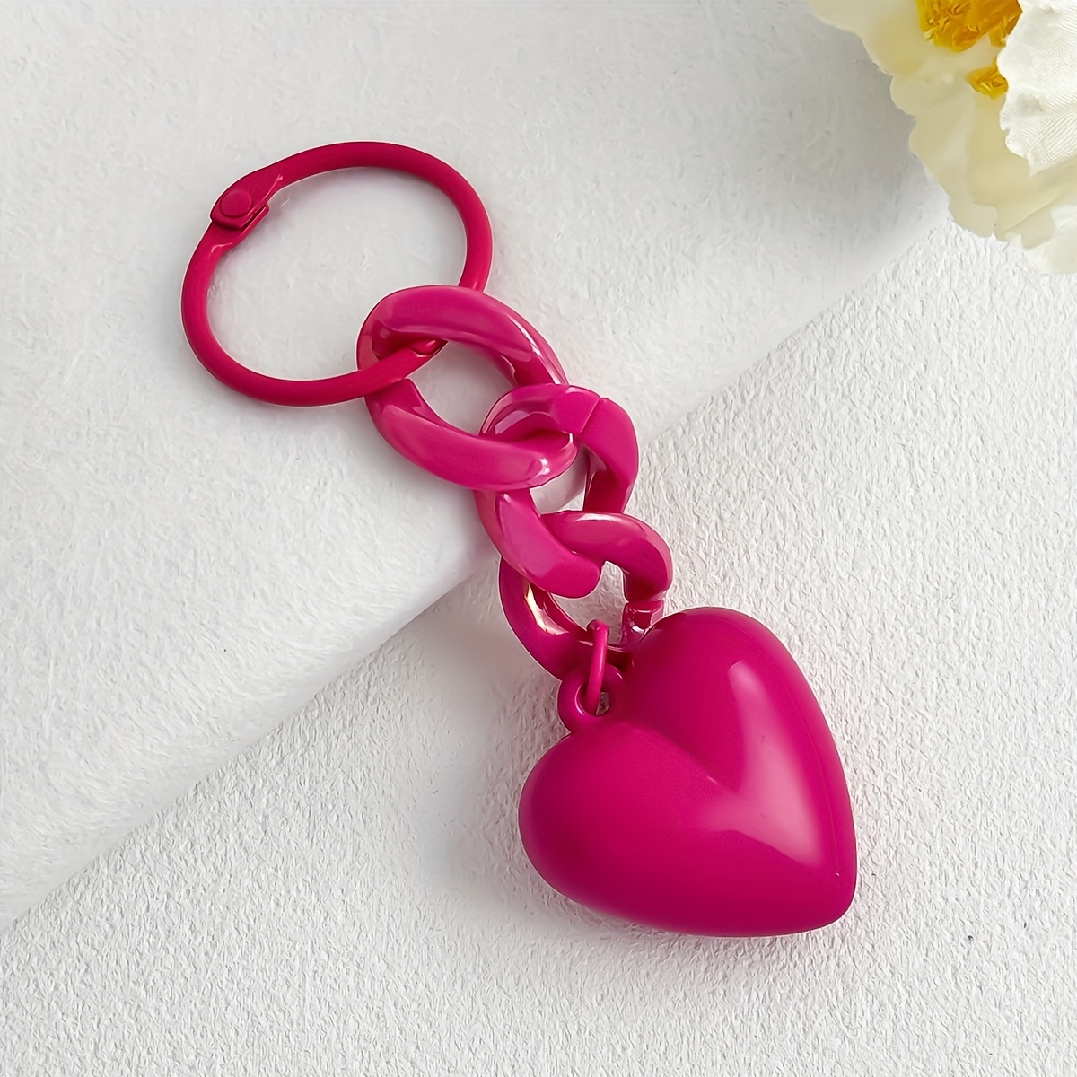1pc High-grade Piano Paint Colorful Chain Love Heart Peach Heart Shape Keychain Ladies Bag Pendant