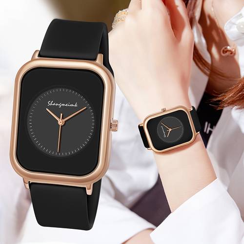 women elegant minimalist quartz watch with soft silicone strap rectangular wristwatch suitable for daily wear office parties comfortable watch for women
