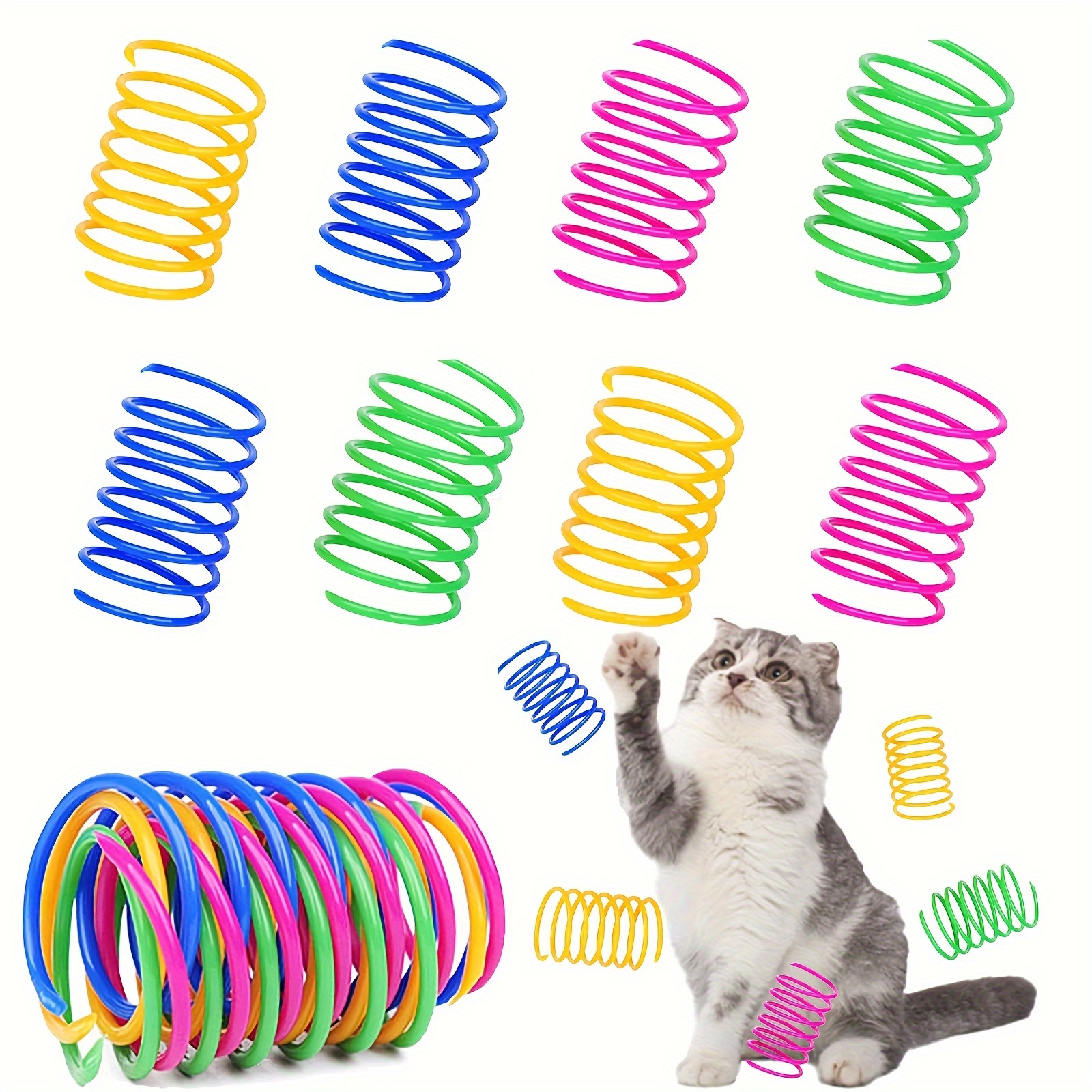 

100-pack Cat Spring Toys, Plastic Coil Spiral Springs For Interactive Batting, Biting, Hunting, And Active Play For Cats And Kittens