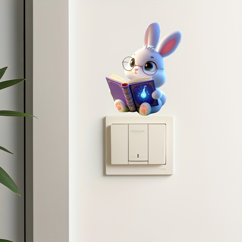 Cute Rabbit Reading Book Wall Sticker, Removable Decal