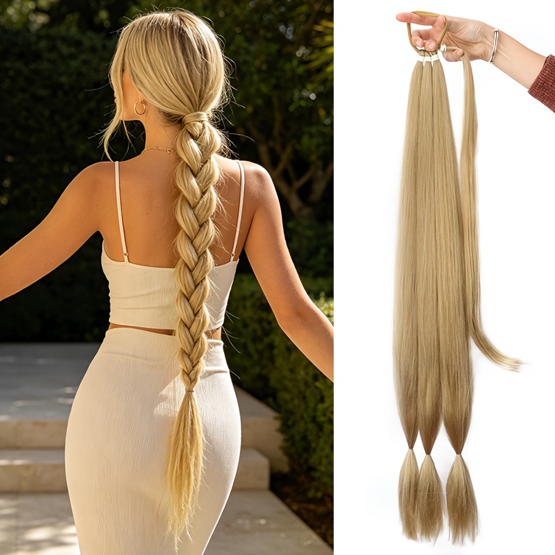 Image of 32 Inch Braid Hair Ponytail Extension Wig Chemical Fiber Hair Extension Ponytail Hair Extension For Women