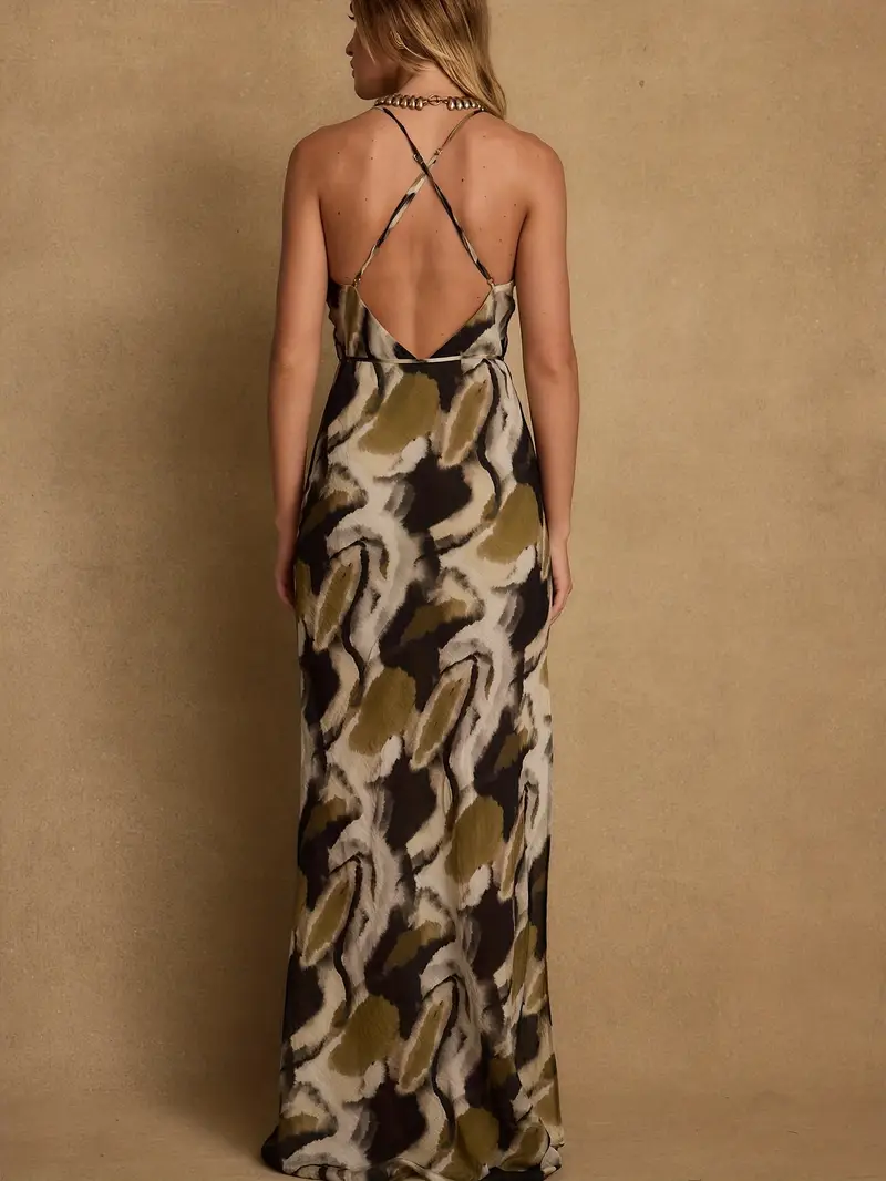 olive green abstract pattern maxi dress elegant commuting - Temu Mauritius olive green abstract pattern maxi dress elegant commuting - Temu Mauritius