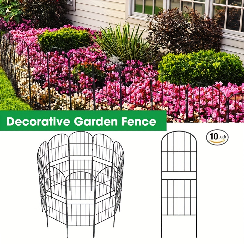 

10-piece Decorative Garden Fence, 38" High X 10' Long - Rustproof Metal Wire With Arch Design & Plastic Stakes For Dog Yard Outdoor Dog Fence For Outside Metal Garden Fence