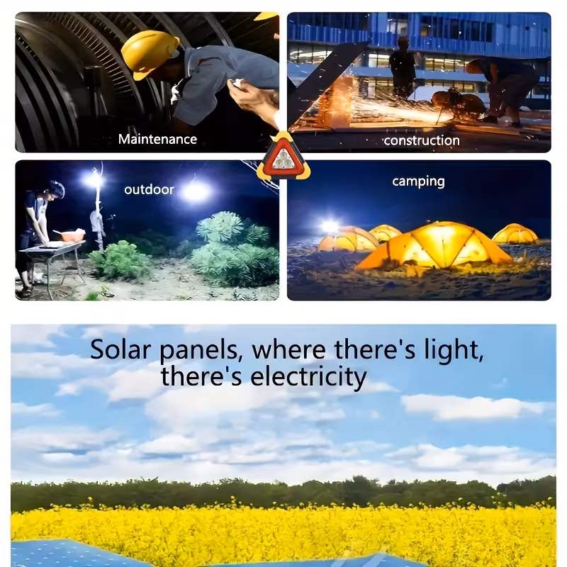 lampă de urgență triunghiulară super luminoasă cu energie solară și încărcare usb - 5 reglabile, lumină portabilă de avertizare pentru siguranță la camping, pescuit, navigație, asistență rutieră și expediții în aer ( baterie), lumini solare pentru camping 3