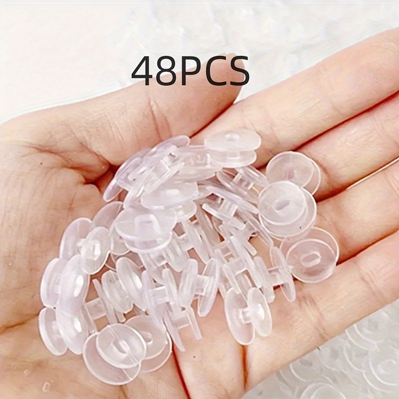 Image of 48pcs Transparent Shoe Buckles, Clogs Shoe Buckles Diy Base Buckles, Garden Shoe Buckles Transparent I-shaped Buckles, Base Accessories Pvc