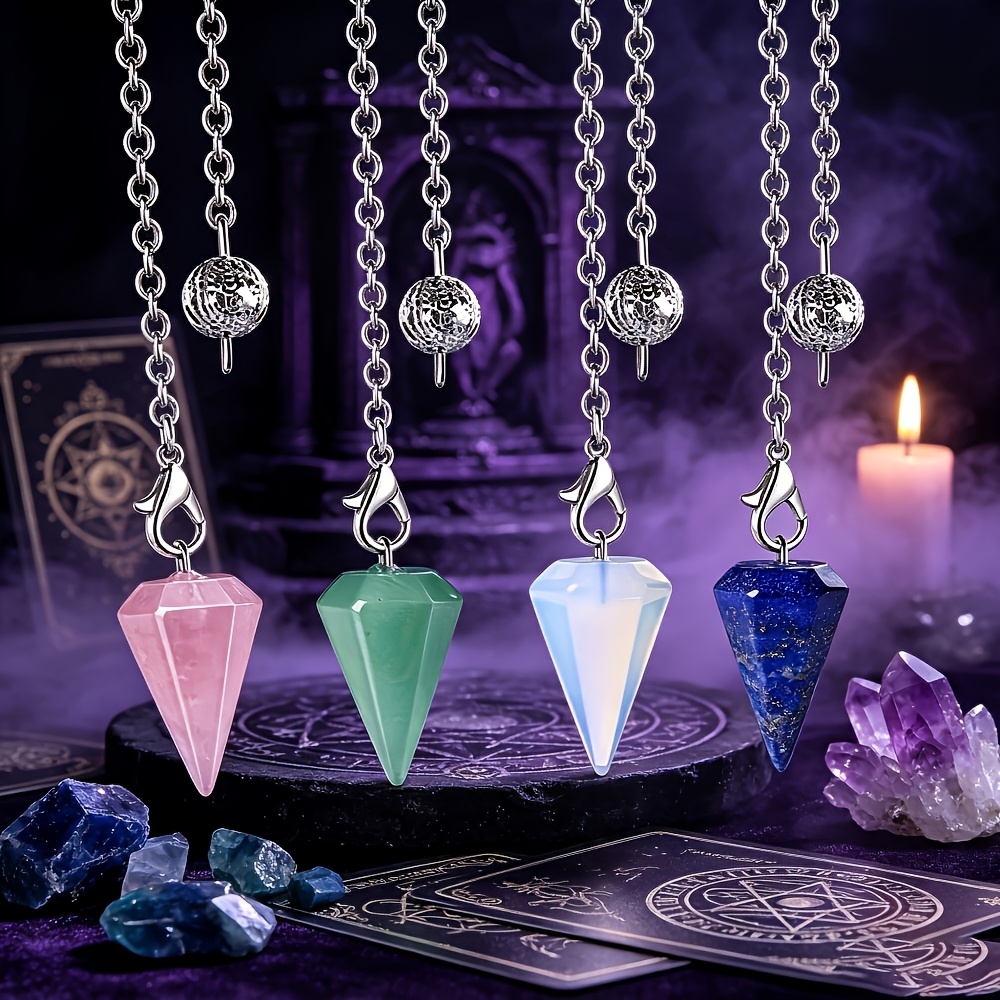 8pcs Crystal Stone Hexagonal Pointed Pendulum Balance Wheel Pendant
