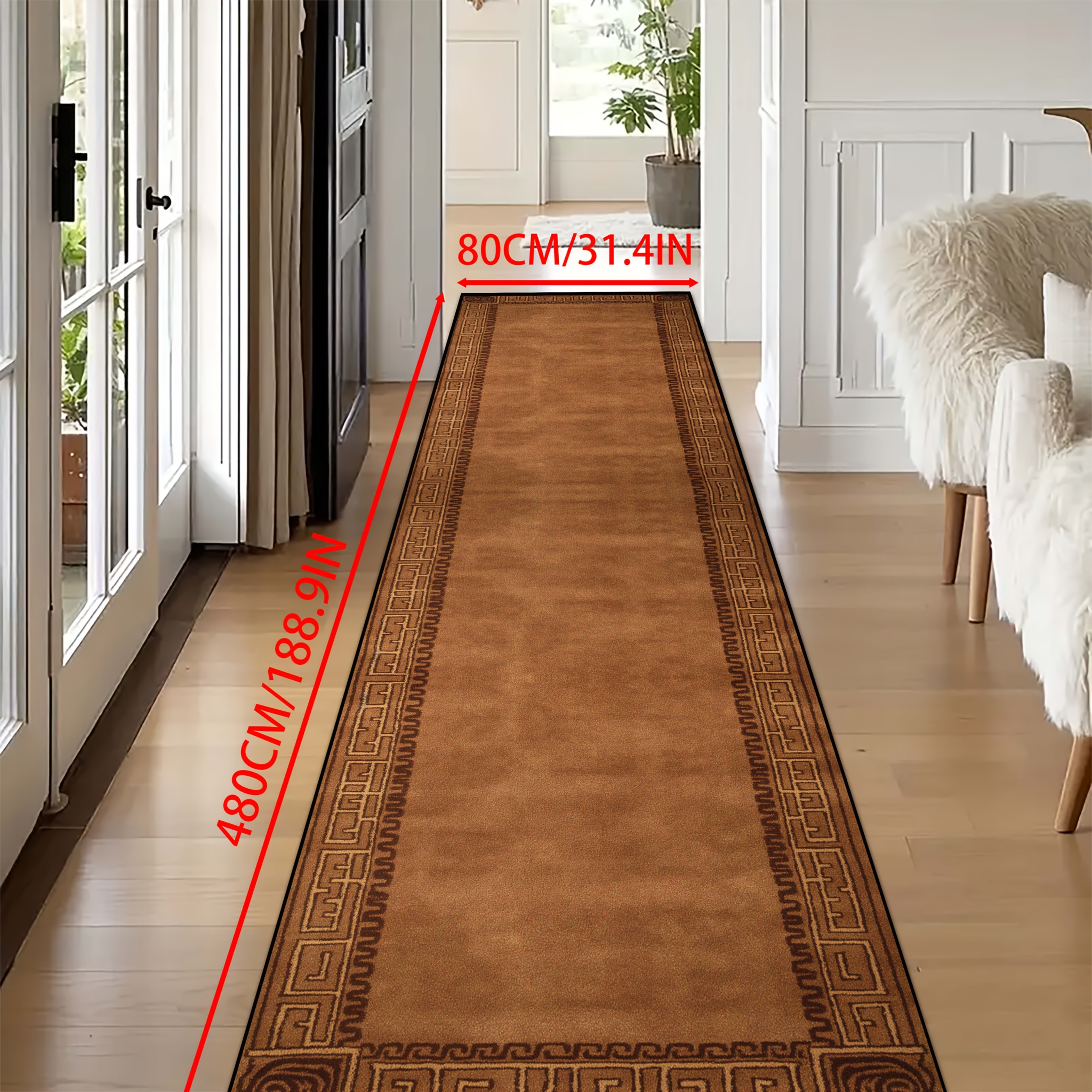 TEMU [] 1pc, Retro European Creative Pattern Beautiful Bedroom Bedside , Vintage Design Sense Hallway Long Mat, Soft Inn Decorative Carpet, Machine
