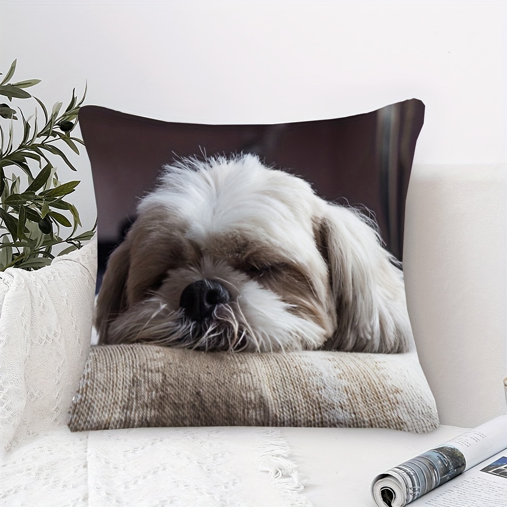 

Shi-tzu : 18x18" Soft Plush Throw Pillow Cover, Zip Closure, Machine Washable - Sofa, Office, And Car Decor (pillow Not Included)