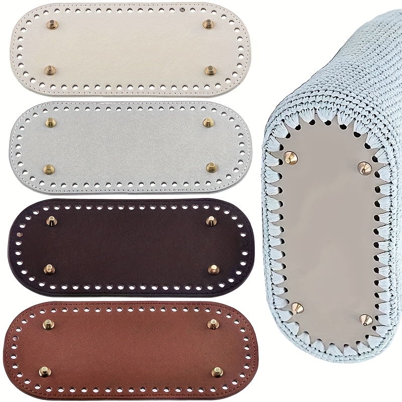 TEMU 4pcs Inserts de Sac au Crochet en Similicuir - Bases Rectangulaires 22X10Cm avec Œillets Dorés pour Sacs à Main et Tote Bags Faits Main,