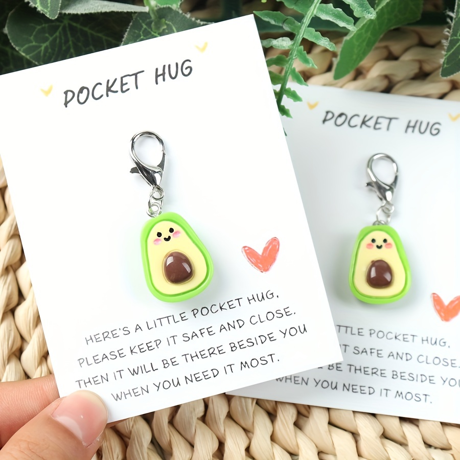 

1pc\2pcs Avocado Keychain, Pocket Hug, Green Cute Avocado Keychain Keychain Gift Pendant For Christmas Valentine's Day Birthday, Best For Christmas