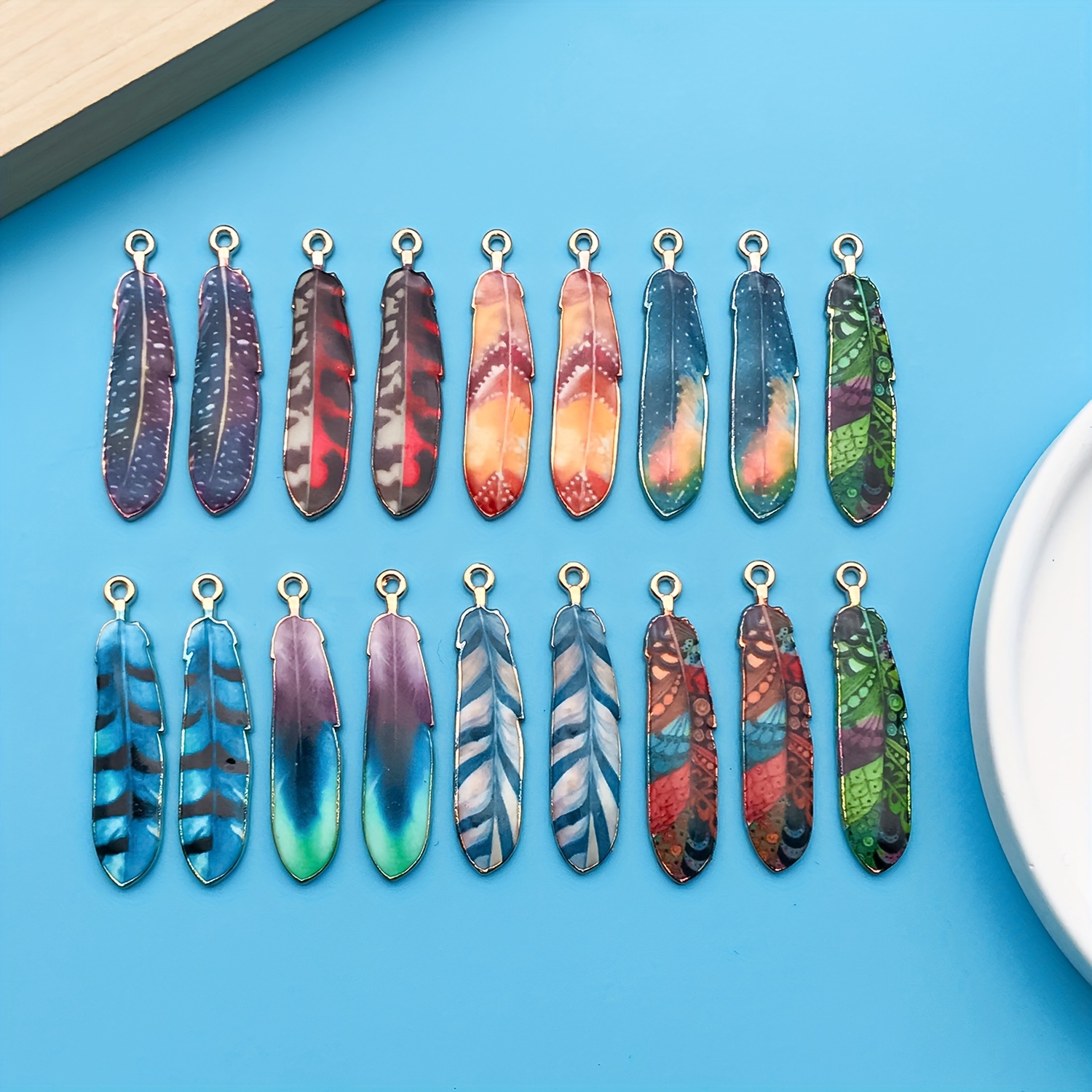 

18pcs/pack Enamel Alloy Charms Bohemian Ethnic Style Colorful Feather Pendants For Jewelry Making Findings Crafting Accessory For Diy Earrings Necklace Bracelet Keychain