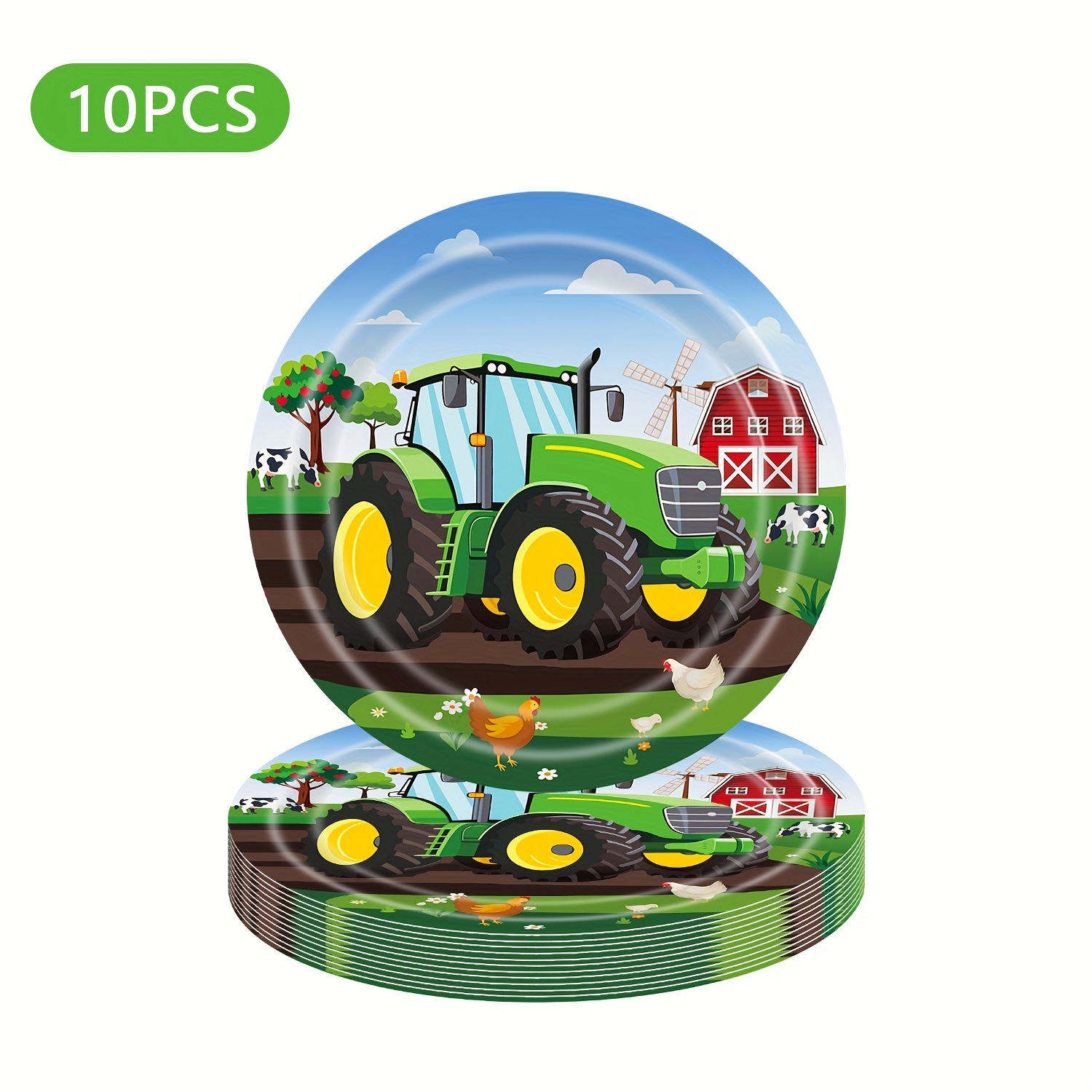 TEMU -themed Paper Plates For Birthday Celebrations And Construction Parties, Measuring 9 Inches