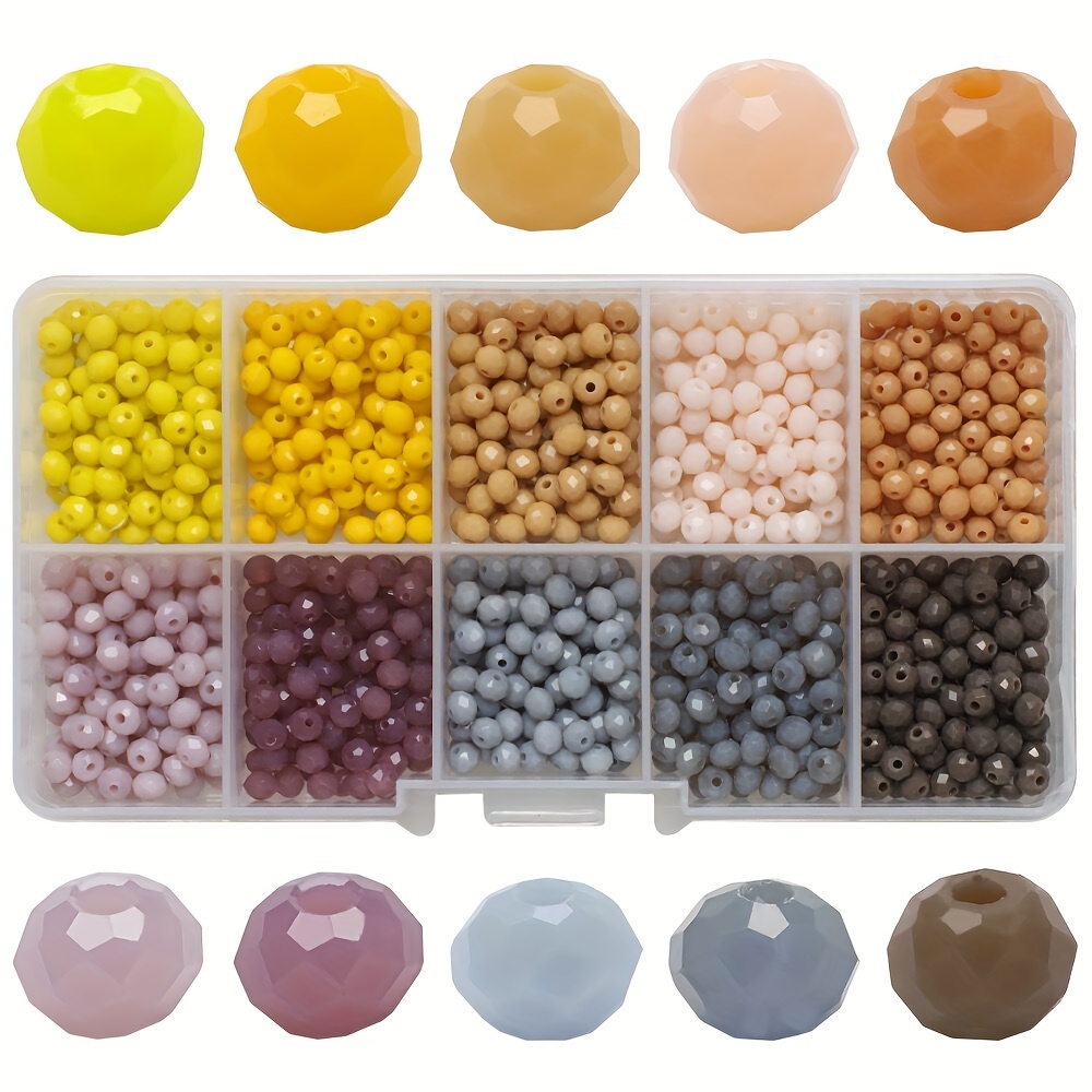 

800pcs 4mm Flat Round Artificial Crystal Bead Assortment Kit For Jewelry Making With Storage Box - 10 Color Wheel Spacer Beads Set