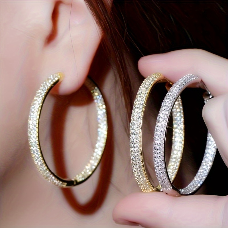 

Fashionable Minimalist Zirconia Large Circular Hoop Earrings For Women, Suitable For Daily Casual Gatherings, Trendy Accessories, And Jewelry Gifts.