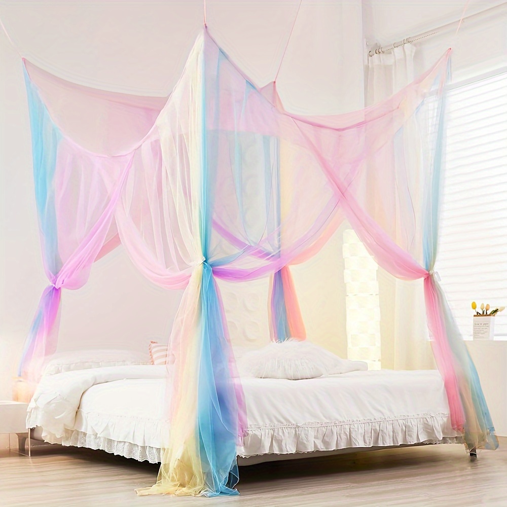 

1pc Rainbow Canopy Bed Curtains Princess Bed Canopy For Girls Bed Drapes Netting Bedroom Decoration