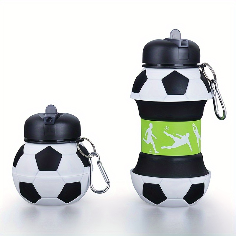 

550ml/18.6oz Soccer Ball Design Sports Water Bottle - Leak Proof, Bpa Free Silicone Collapsible & Portable Drink Bottle For Fitness, Outdoor Activities & Travel