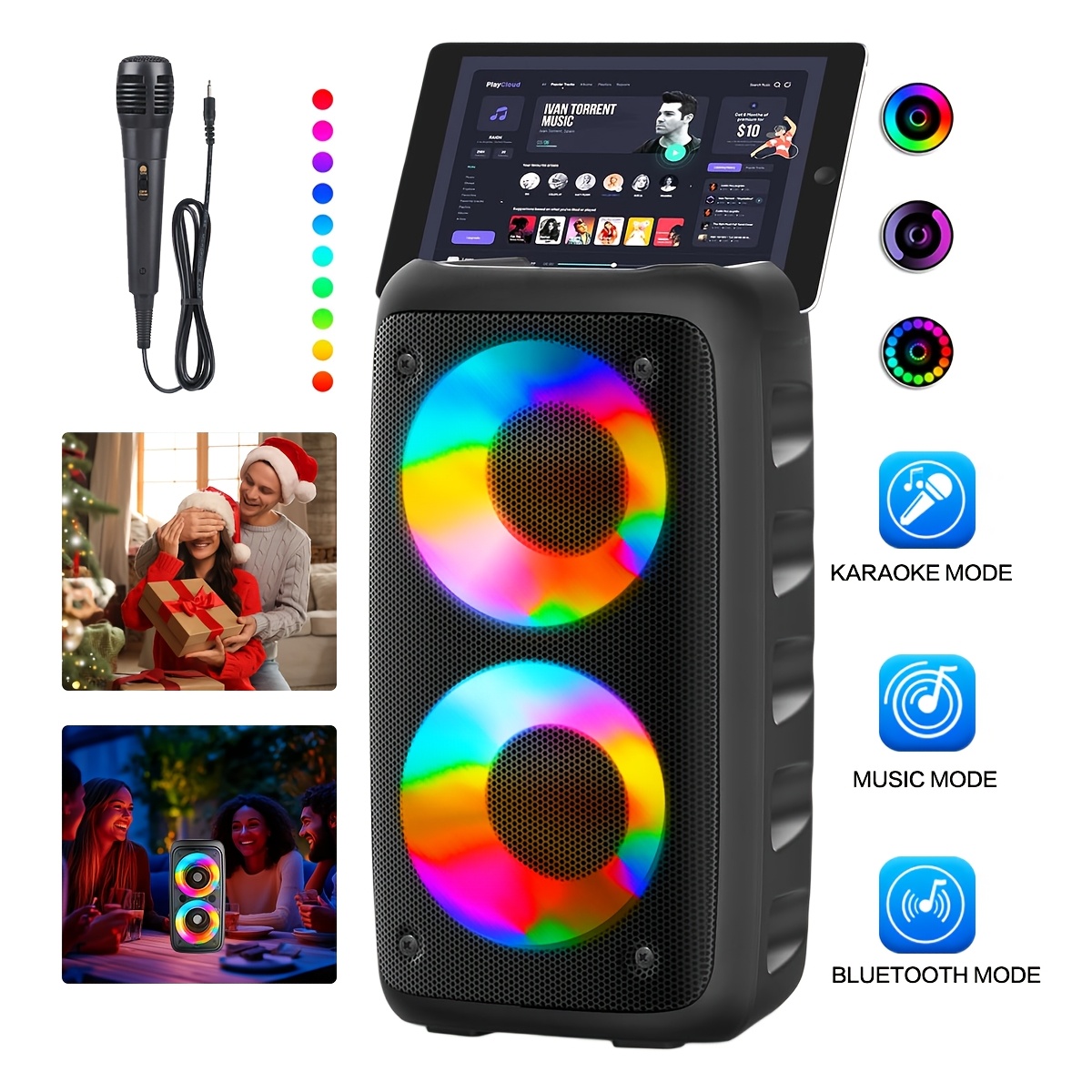 voz inalámbrico portátil subwoofer   potencia   de sonido inalámbrico refuerzo de sonido batería de 1200mah compatible con   tf/usb tipo-c  voz de karaoke compacto y   de  , ideal para   navideño