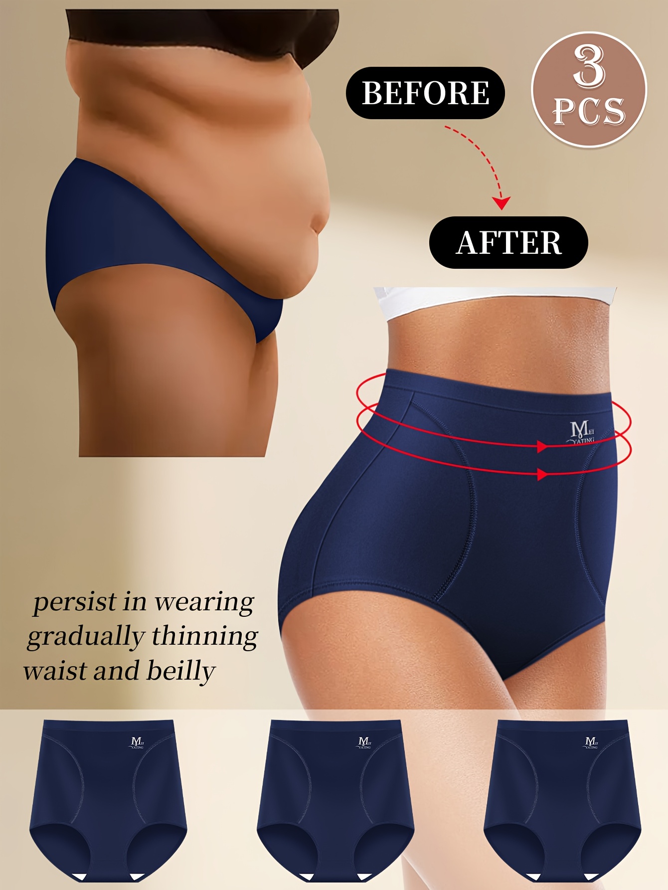 3 mutandine contenitrici e push-up da donna, a vita   senza cuciture, 90% materiale, vestibilità aderente al corpo,   traspirante e confortevole, stile minimalista xs, s, m, l, xl, xxl multi-taglie disponibili, leggere e traspiranti