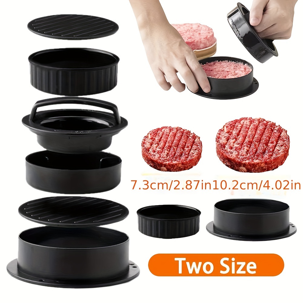 popular   food grade abs round hamburger burger press non stick meat patty maker beef grill helper with oilpaper liners dishwasher safe kitchen gadget cutlets mold details 0