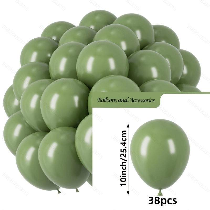 TEMU Ballons Vert Sage, Ballons en Latex Vert de 10 pouces/38 pièces, Idéal pour les Fêtes de Fiançailles, les Anniversaires, , les Fêtes