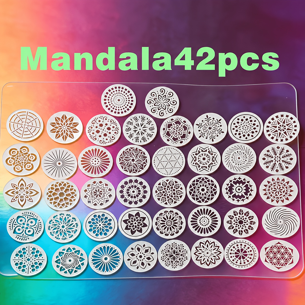 TEMU 42pcs Circular Mandala Pattern Hollow Stencils, 42pcs Total, Suitable For Rock Art Projects And Furniture Decoration