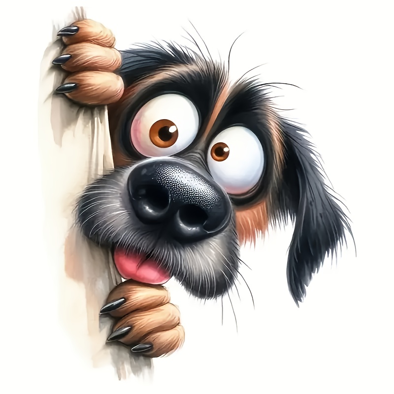 Cartoon Big- Dog Vinyl Sticker, Peeking Pet Decal For Car Windows, Laptops, Walls