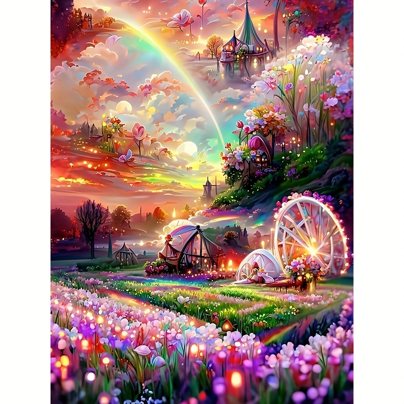 

5d Diy Dream Garden Diamond Painting Kit, Full Round Drill Canvas Art, Cross Stitch Embroidery Wall Decor, Handicraft Gift For Beginners And Hobbyists, Ideal For Living Room, Bedroom, Study Room Decor