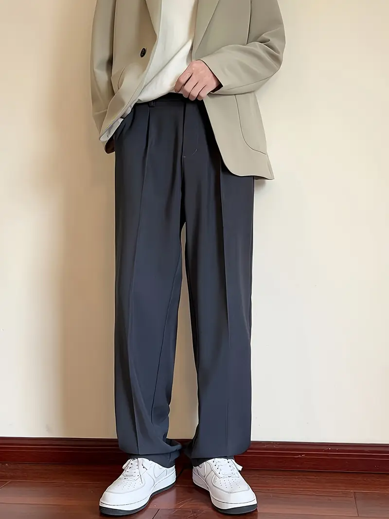 mens solid pleated dress pants casual flat - Temu Nigeria mens solid pleated dress pants casual flat - Temu Nigeria