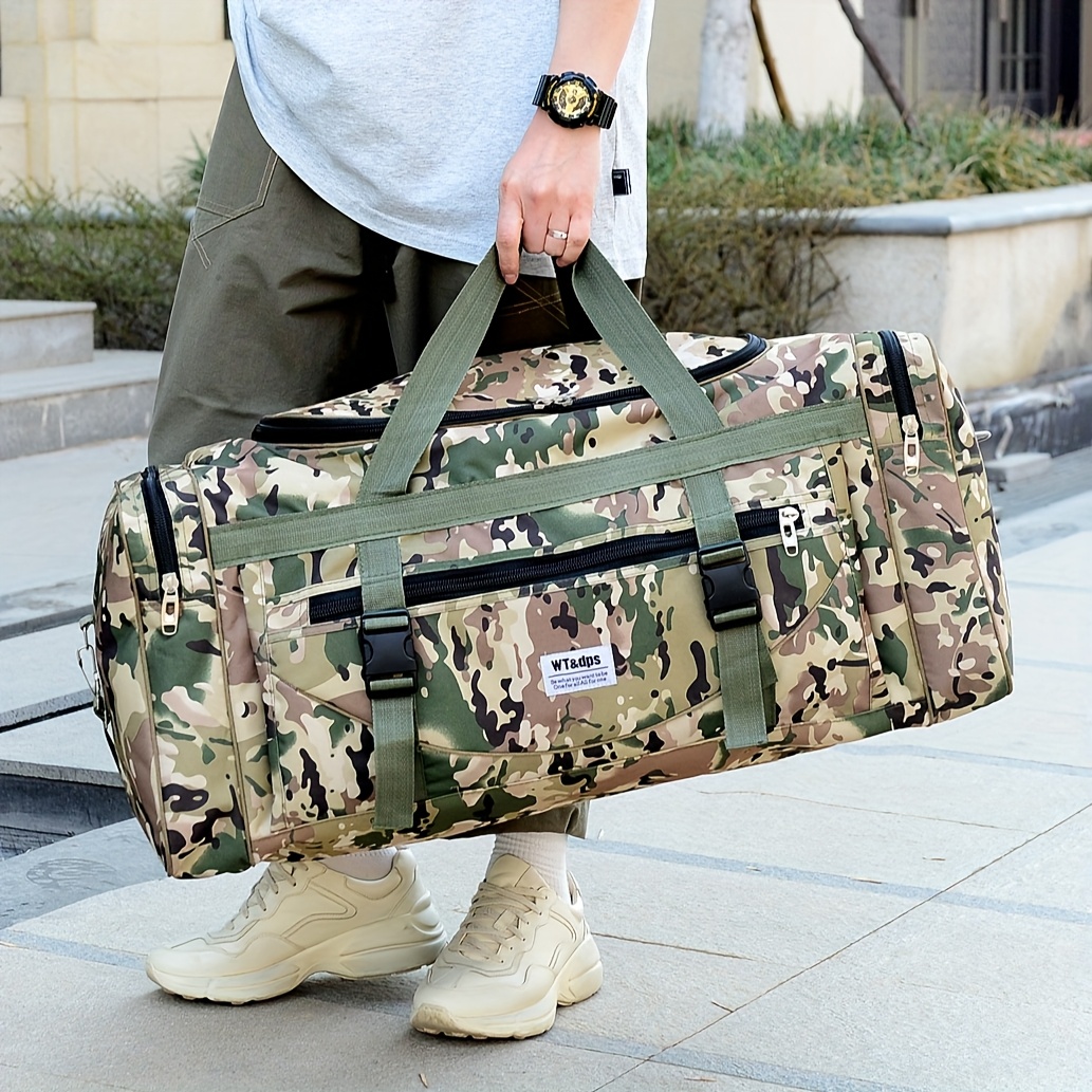 Large Capacity Multi-Pocket Travel Duffle Bag Durable Oxford Fabric,  Camouflage Solid Colors (Army Green/*/Light Green//Black) for Gym,