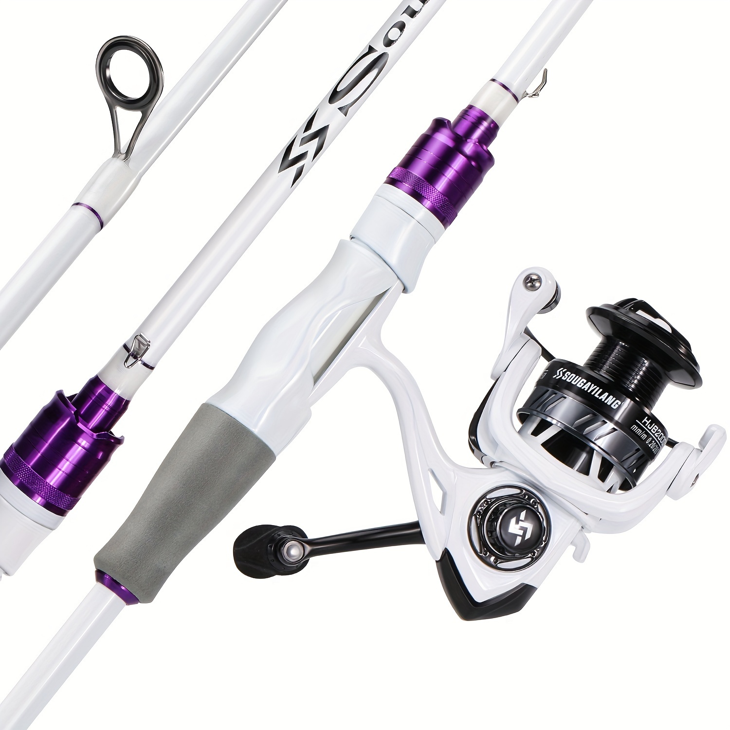  Fishing Set, Set of 2, 2.1 M Fishing Rod Set, Saltwater  Fishing Set, Compact Rod, Introductory Set, Carbon Rod, Spinning Reel,  Fishing Bait, Fishing Line Included, For Beginners, Hanging Rod Set