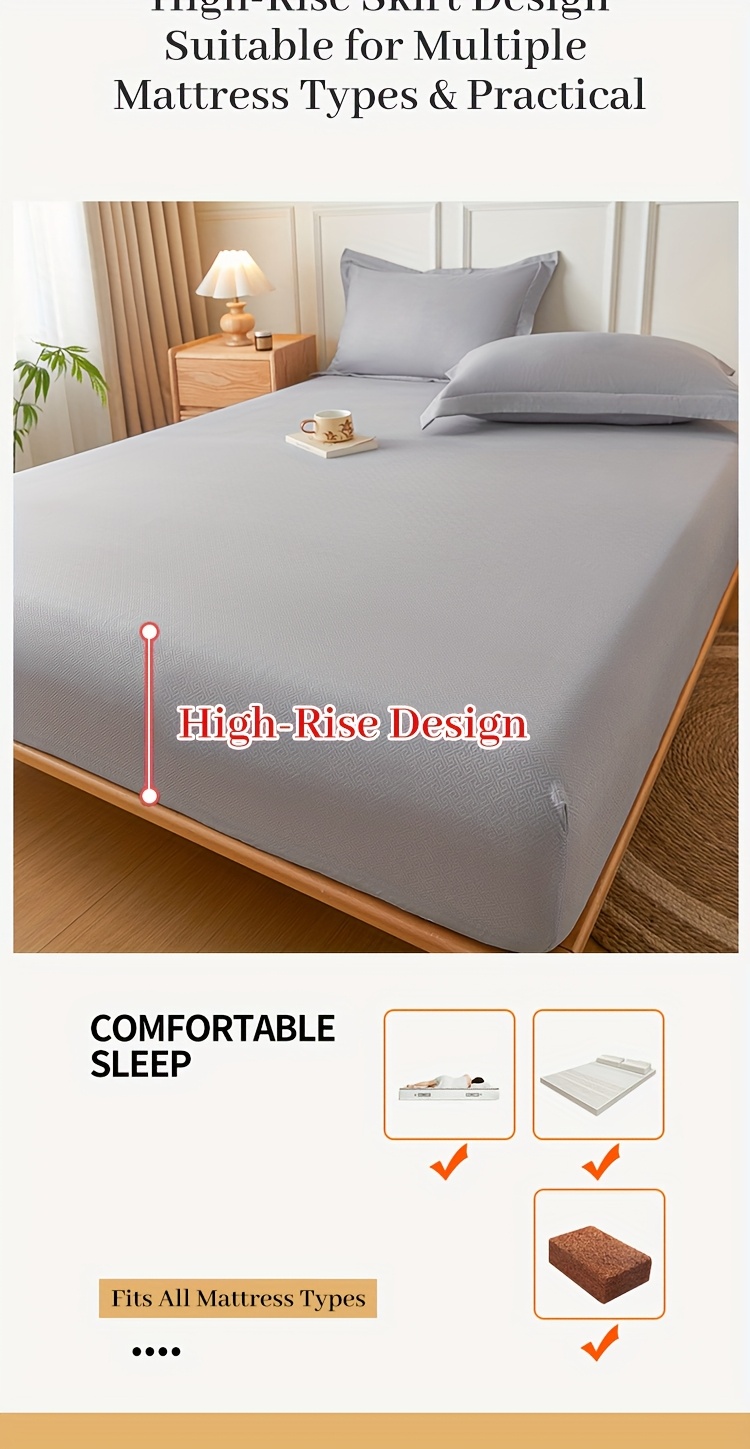 3pcs luxury fitted sheet   fitted sheet two pillowcases pillow inserts not included brushed velvet embossed mattress cover 100 polyester soft and comfortable light beige friendly bedding multi size thickened mattress protector suitable for home   hotel machine washable bed covers thanksgiving gift Product details 7