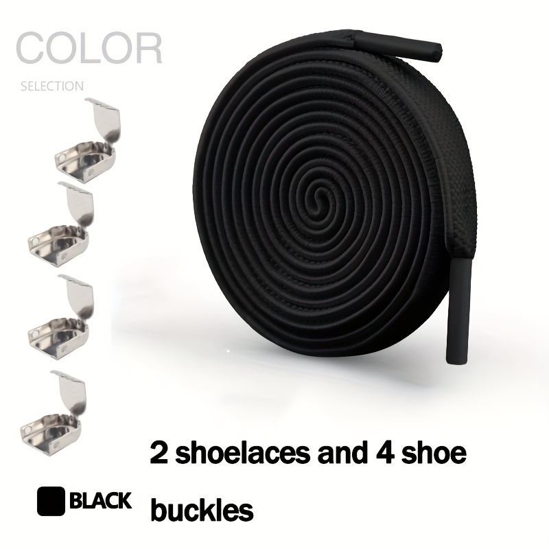 TEMU Lacets élastiques nœud, lacets texturés élastiques pour chaussures pour hommes et femmes, lacets plats de couleur unie avec boucles en métal