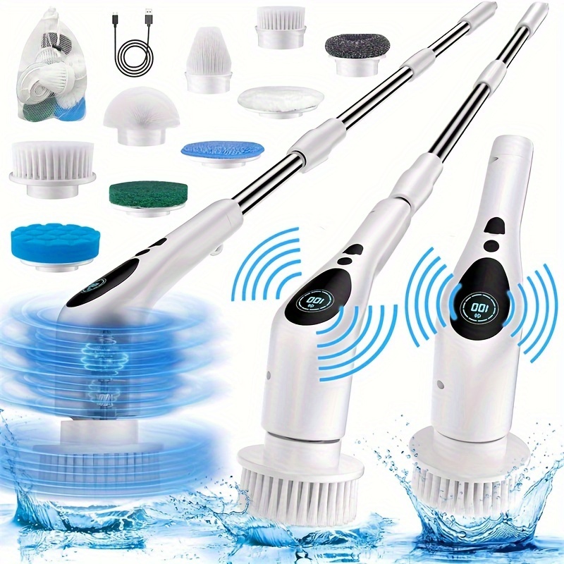 

Electric Spin Scrubber Cordless Cleaning Brush Shower Cleaning Brush With 9 Replaceable Brush Heads Long Handle Shower Cleaner Brush For Bathroom