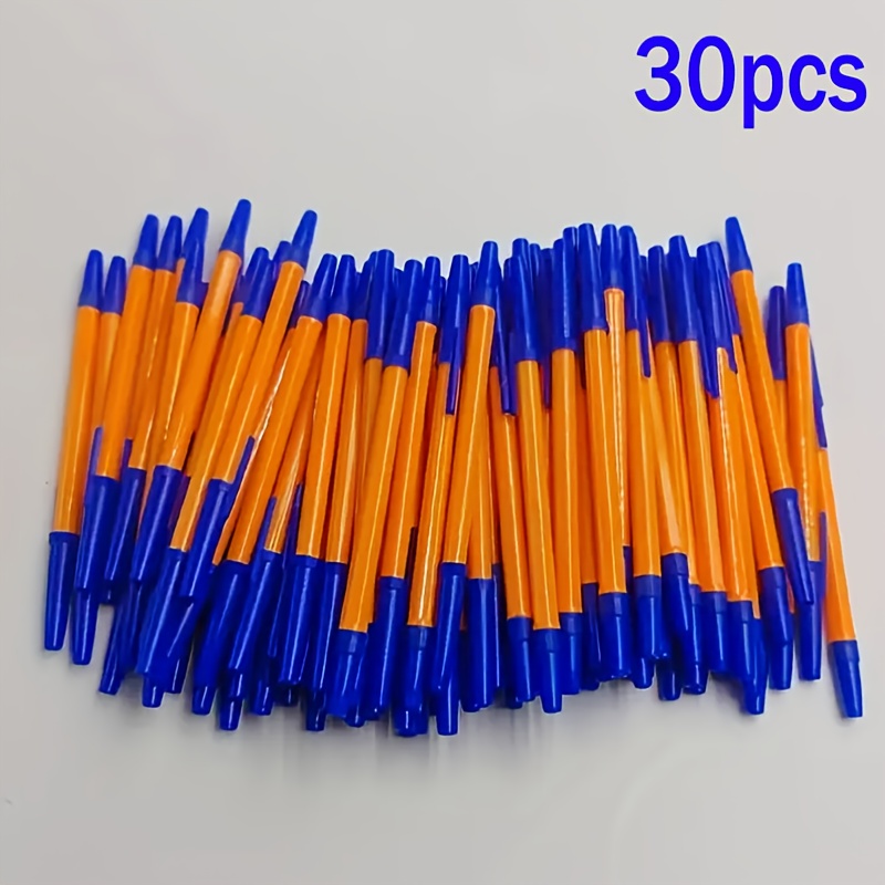 30pcs Original Point Ballpoint Pens With Long-, Quick-drying, Easy , Removable Cap, Medium Tip, Smooth Writing, Suitable For Office And School, Fine Tip Black, Blue, Red 14+