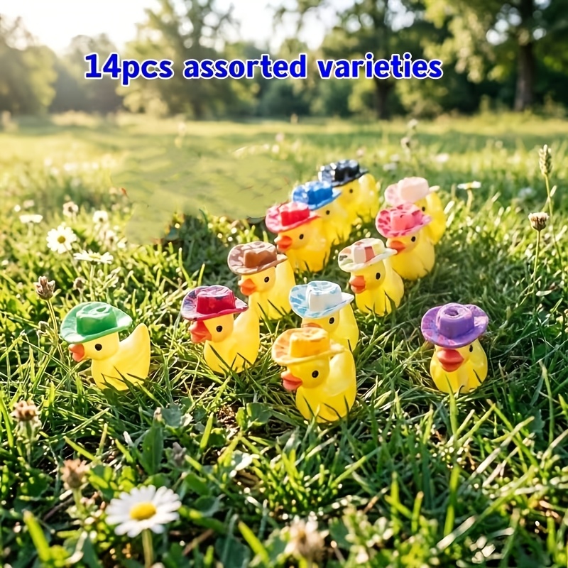 TEMU Lot de 14 perles décoratives en résine de canard à chapeau à trou traversant, couleurs mélangées aléatoires, pour fabrication de bijoux DIY,