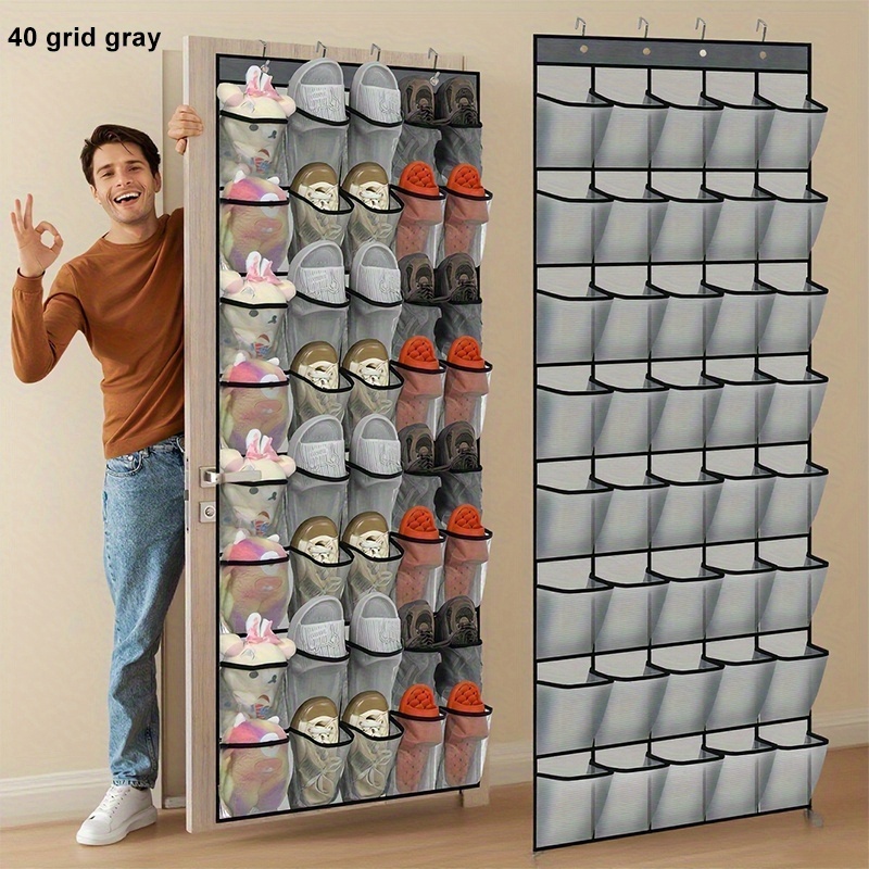 40 pocket door hanging organizer with slip hooks heavy duty fabric mesh storage locker for shoes cruise ship essentials doors and utility room organizations space saving door wall hanging organizer with 40 clusters durable and easy